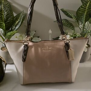 Coach Beige and Cream Tote Bag